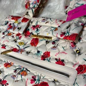 Betsey Johnson White Tote Bag with Roses and Bee’s